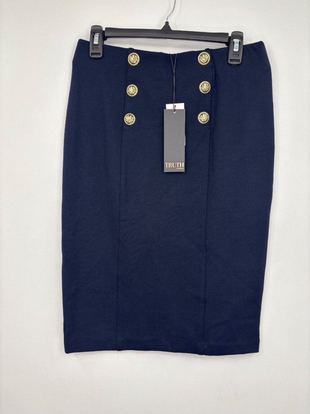 Truth by Republic Military Style Pencil Skirt Navy Blue Medium NEW
